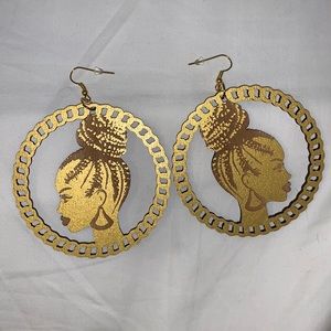 GOLD wooden earrings, lightweight